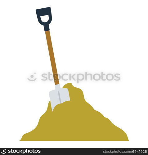 Icon of Construction shovel and sand. Flat color design. Vector illustration.