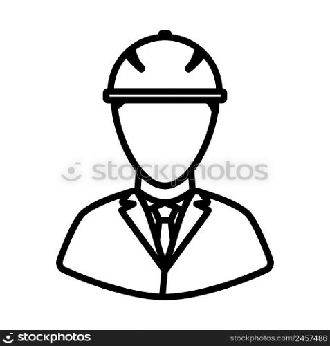 Icon Of Construction Worker Head In Helmet. Bold outline design with editable stroke width. Vector Illustration.
