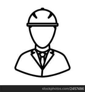 Icon Of Construction Worker Head In Helmet. Bold outline design with editable stroke width. Vector Illustration.