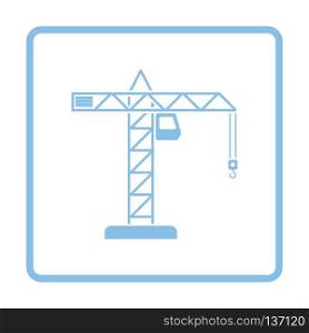 Icon of crane. Blue frame design. Vector illustration.