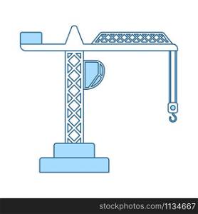 Icon Of Crane. Thin Line With Blue Fill Design. Vector Illustration.