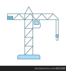 Icon Of Crane. Thin Line With Blue Fill Design. Vector Illustration.