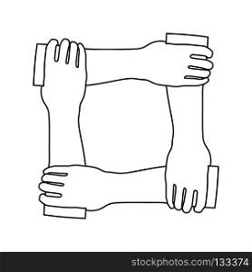 Icon of Crossed hands. Thin line design. Vector illustration.