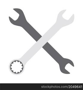 Icon Of Crossed Wrench. Flat Color Design. Vector Illustration.