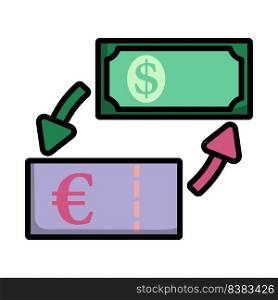 Icon Of Currency Exchange. Editable Bold Outline With Color Fill Design. Vector Illustration.