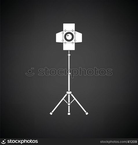 Icon of curtain light. Black background with white. Vector illustration.