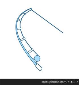 Icon Of Curved Fishing Tackle. Thin Line With Blue Fill Design. Vector Illustration.