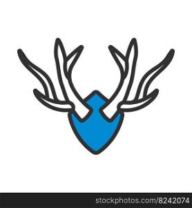 Icon Of Deer’s Antlers. Editable Bold Outline With Color Fill Design. Vector Illustration.