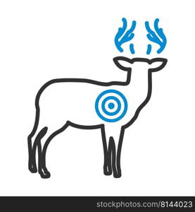 Icon Of Deer Silhouette With Target. Editable Bold Outline With Color Fill Design. Vector Illustration.