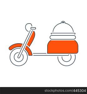 Icon Of Delivering Motorcycle. Thin Line With Red Fill Design. Vector Illustration.