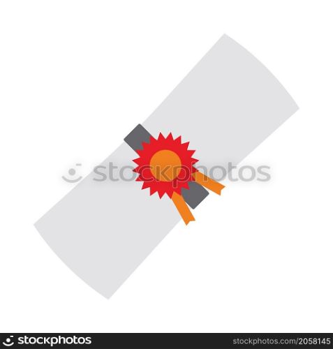 Icon Of Diploma. Flat Color Design. Vector Illustration.