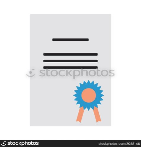 Icon Of Diploma. Flat Color Design. Vector Illustration.