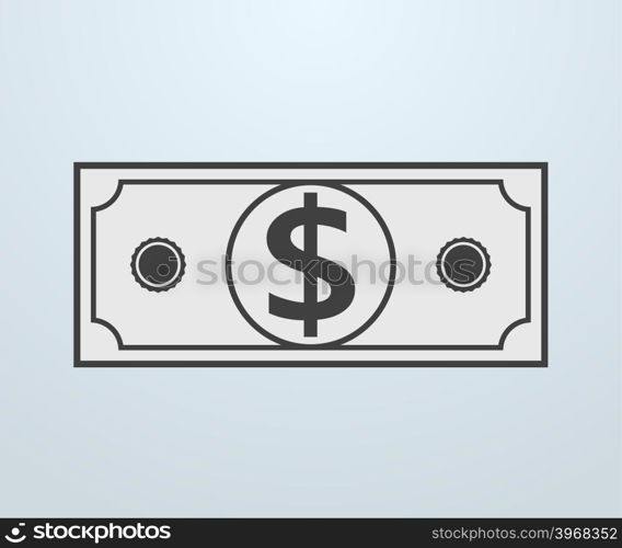 Icon of Dollar. Black style. Vector Illustration. Icon of Dollar. Black style.