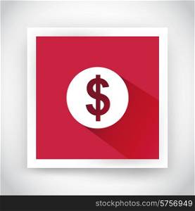 Icon of dollar for web and mobile applications. Flat design with long shadow