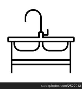 Icon Of Double Sink. Bold outline design with editable stroke width. Vector Illustration.