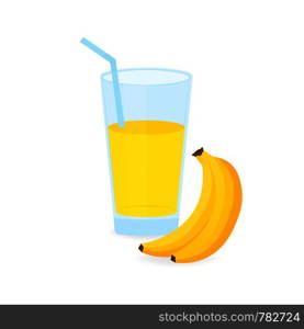 Icon of drink with fruit. Banana juice on white background. Vector illustration.. Icon of drink with fruit. Banana juice on white background. Vector stock illustration.