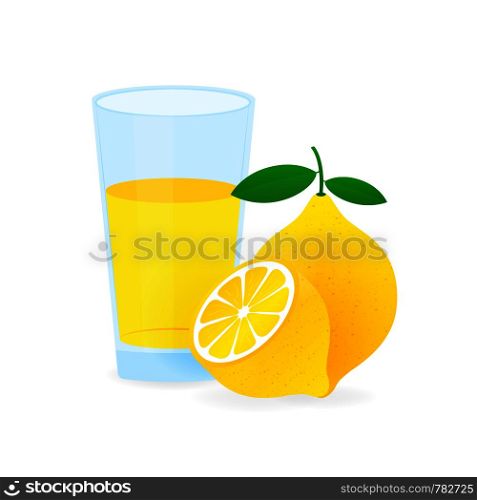 Icon of drink with fruit. Lemon juice on white background. Vector illustration.. Icon of drink with fruit. Lemon juice on white background. Vector stock illustration.