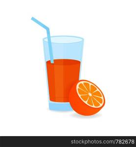 Icon of drink with fruit. Orange juice on white background. Vector illustration.. Icon of drink with fruit. Orange juice on white background. Vector stock illustration.