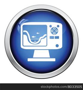 Icon of echo sounder . Glossy button design. Vector illustration.