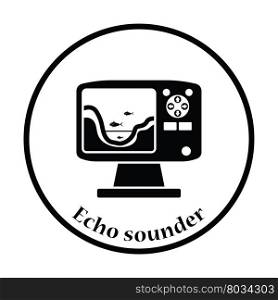 Icon of echo sounder . Thin circle design. Vector illustration.