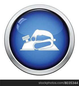 Icon of electric planer. Glossy button design. Vector illustration.