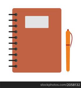 Icon Of Exercise Book. Flat Color Design. Vector Illustration.