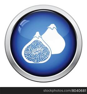 Icon of Fig fruit. Glossy button design. Vector illustration.