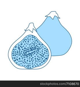 Icon Of Fig Fruit. Thin Line With Blue Fill Design. Vector Illustration.