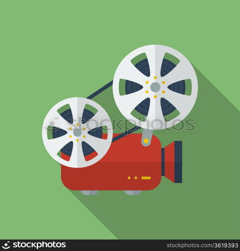 Icon of Film Projector. Cinema Projector. Flat style