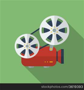 Icon of Film Projector. Cinema Projector. Flat style