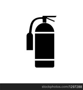 Icon of fire extinguisher isolated. Fire danger. Symbol of fire protection. Sign firefighting on red background. EPS 10