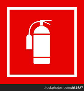 Icon of fire extinguisher isolated. Fire danger. Symbol of fire protection. Sign firefighting on red background. EPS 10. Icon of fire extinguisher isolated. Fire danger. Symbol of fire protection. Sign firefighting on red background.