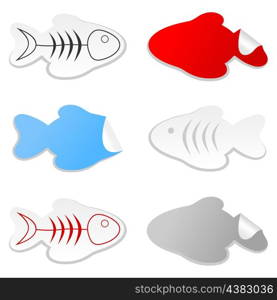 Icon of fish. Collection of icons on a theme of fish. A vector illustration