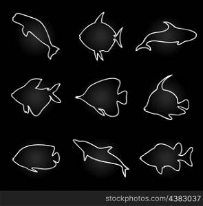 Icon of fish2. Collection of icons on a theme of fish. A vector illustration