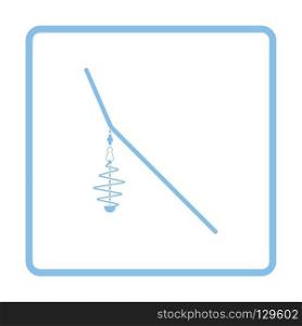 Icon of  fishing feeder net. Blue frame design. Vector illustration.