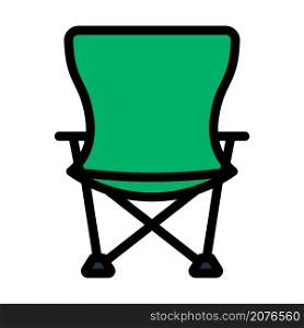 Icon Of Fishing Folding Chair. Editable Bold Outline With Color Fill Design. Vector Illustration.