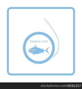 Icon of fishing line. Blue frame design. Vector illustration.