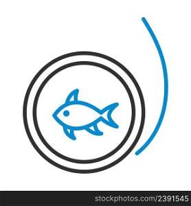 Icon Of Fishing Line. Editable Bold Outline With Color Fill Design. Vector Illustration.
