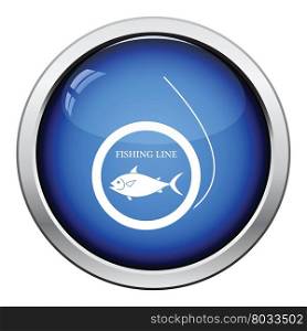 Icon of fishing line. Glossy button design. Vector illustration.