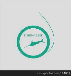 Icon of fishing line. Gray background with green. Vector illustration.
