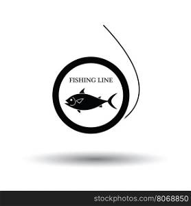 Icon of fishing line. White background with shadow design. Vector illustration.