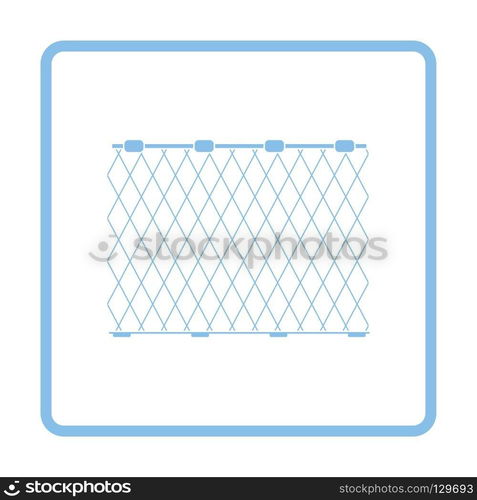 Icon of Fishing net . Blue frame design. Vector illustration.