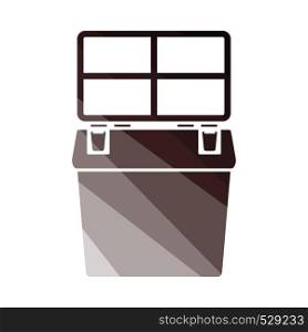 Icon Of Fishing Opened Box. Flat Color Ladder Design. Vector Illustration.