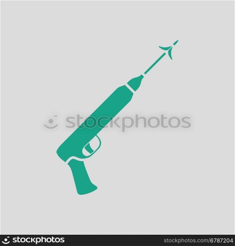 Icon of Fishing speargun . Gray background with green. Vector illustration.