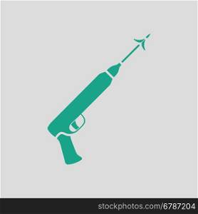 Icon of Fishing speargun . Gray background with green. Vector illustration.