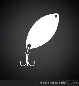 Icon of Fishing spoon. Black background with white. Vector illustration.