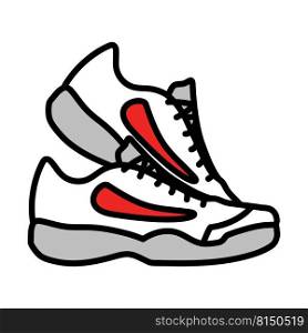Icon Of Fitness Sneakers. Editable Bold Outline With Color Fill Design. Vector Illustration.