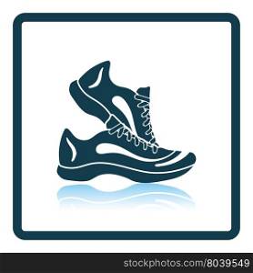 Icon of Fitness sneakers. Shadow reflection design. Vector illustration.