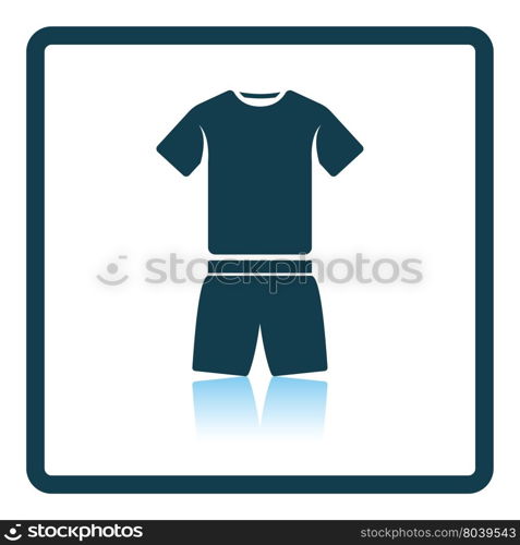 Icon of Fitness uniform . Shadow reflection design. Vector illustration.