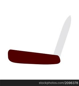 Icon Of Folding Penknife. Flat Color Design. Vector Illustration.
